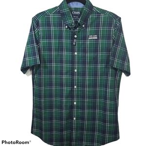 Chaps Button Down Shirt Blue & Green Plaid Size Small